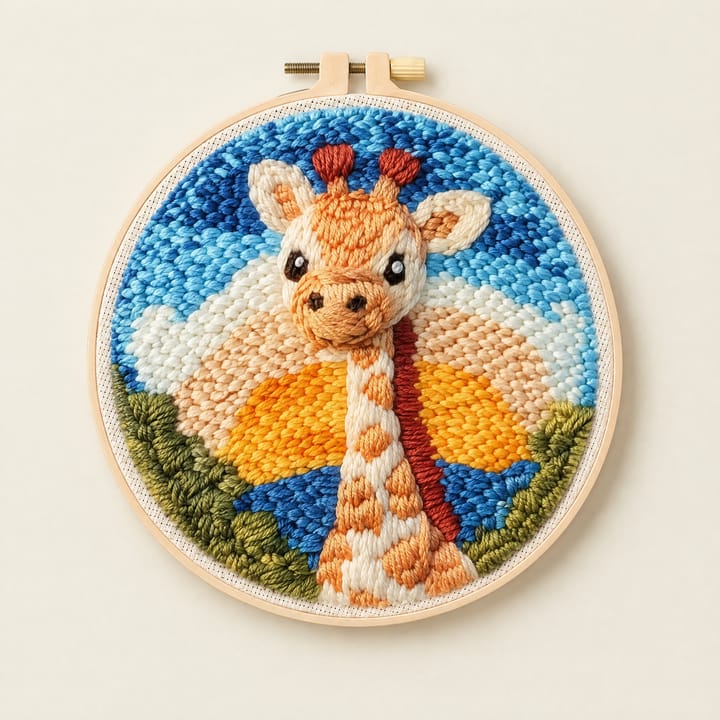 Animal Punch Needle Starter Kit, Giraffe at sunset